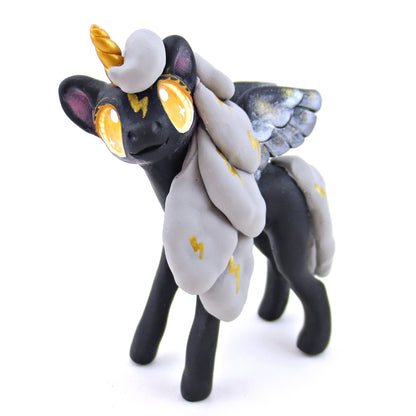 Storm Cloud Unicorn Figurine - Polymer Clay Magical Creatures