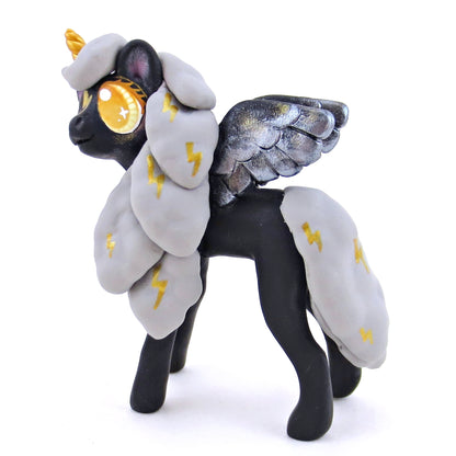 Storm Cloud Unicorn Figurine - Polymer Clay Magical Creatures