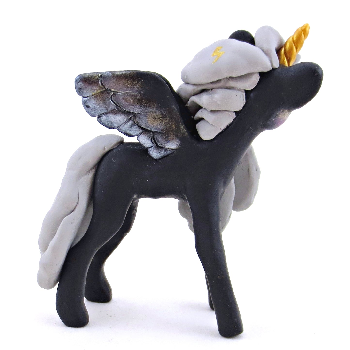 Storm Cloud Unicorn Figurine - Polymer Clay Magical Creatures