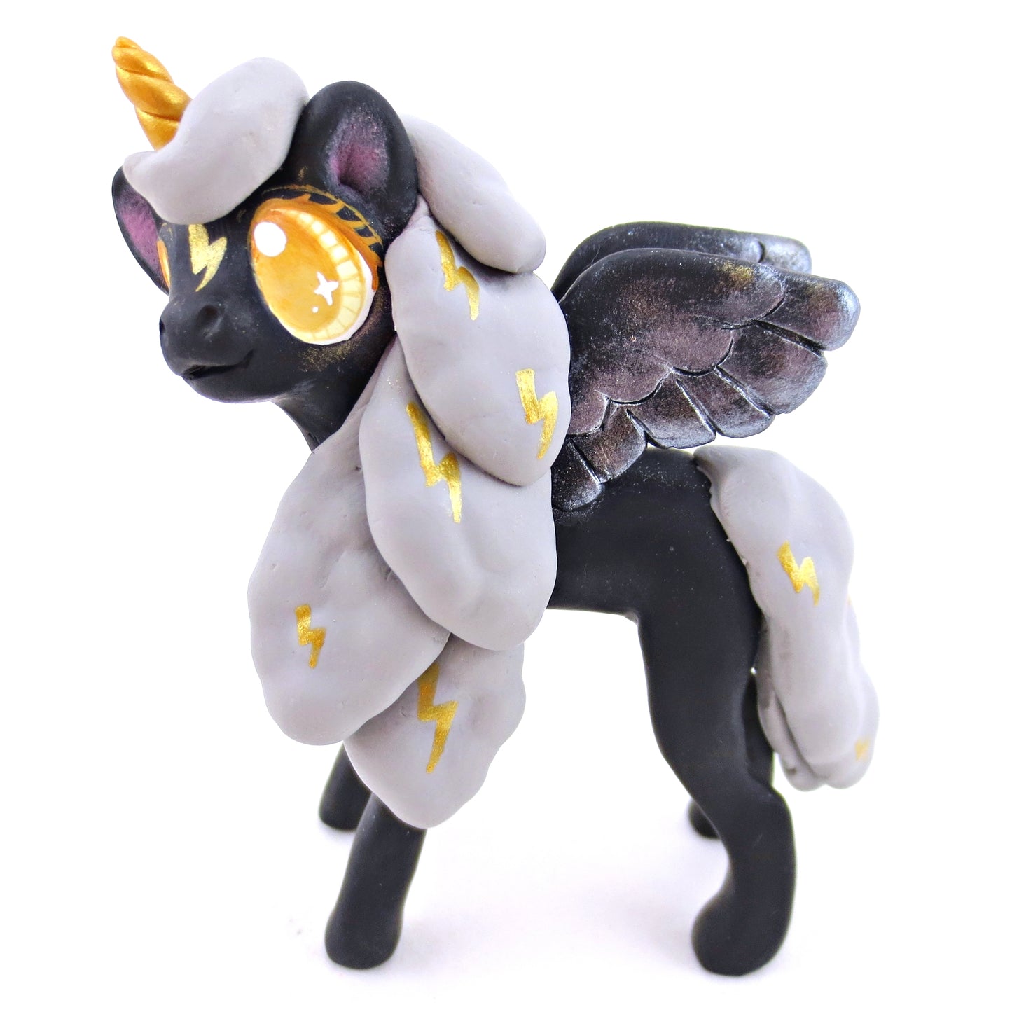 Storm Cloud Unicorn Figurine - Polymer Clay Magical Creatures