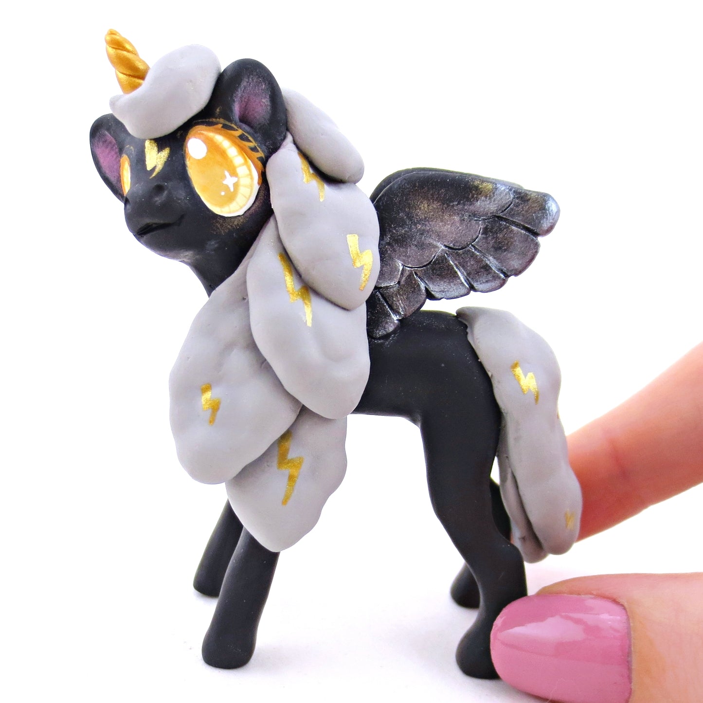 Storm Cloud Unicorn Figurine - Polymer Clay Magical Creatures