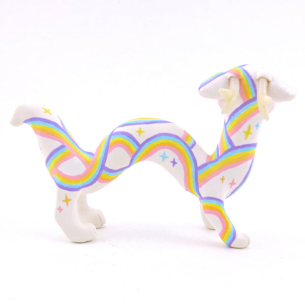 Rainbow Painted Noodle Dragon Figurine - Polymer Clay Magical Creatures