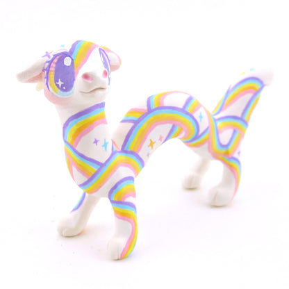 Rainbow Painted Noodle Dragon Figurine - Polymer Clay Magical Creatures