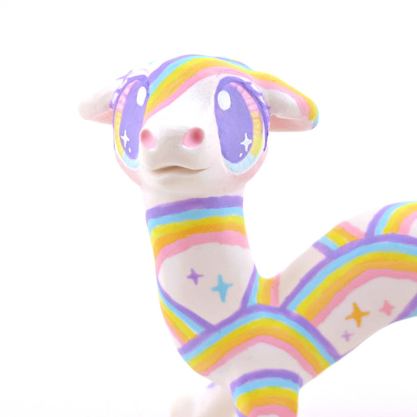 Rainbow Painted Noodle Dragon Figurine - Polymer Clay Magical Creatures