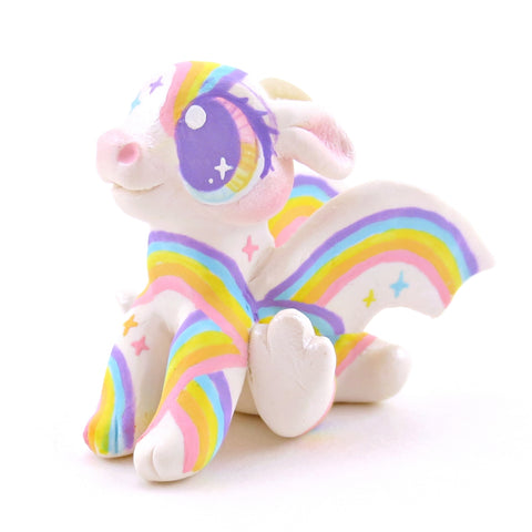 Rainbow Painted Baby Dragon Figurine - Polymer Clay Magical Creatures