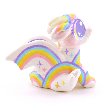 Rainbow Painted Baby Dragon Figurine - Polymer Clay Magical Creatures