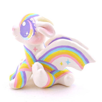 Rainbow Painted Baby Dragon Figurine - Polymer Clay Magical Creatures