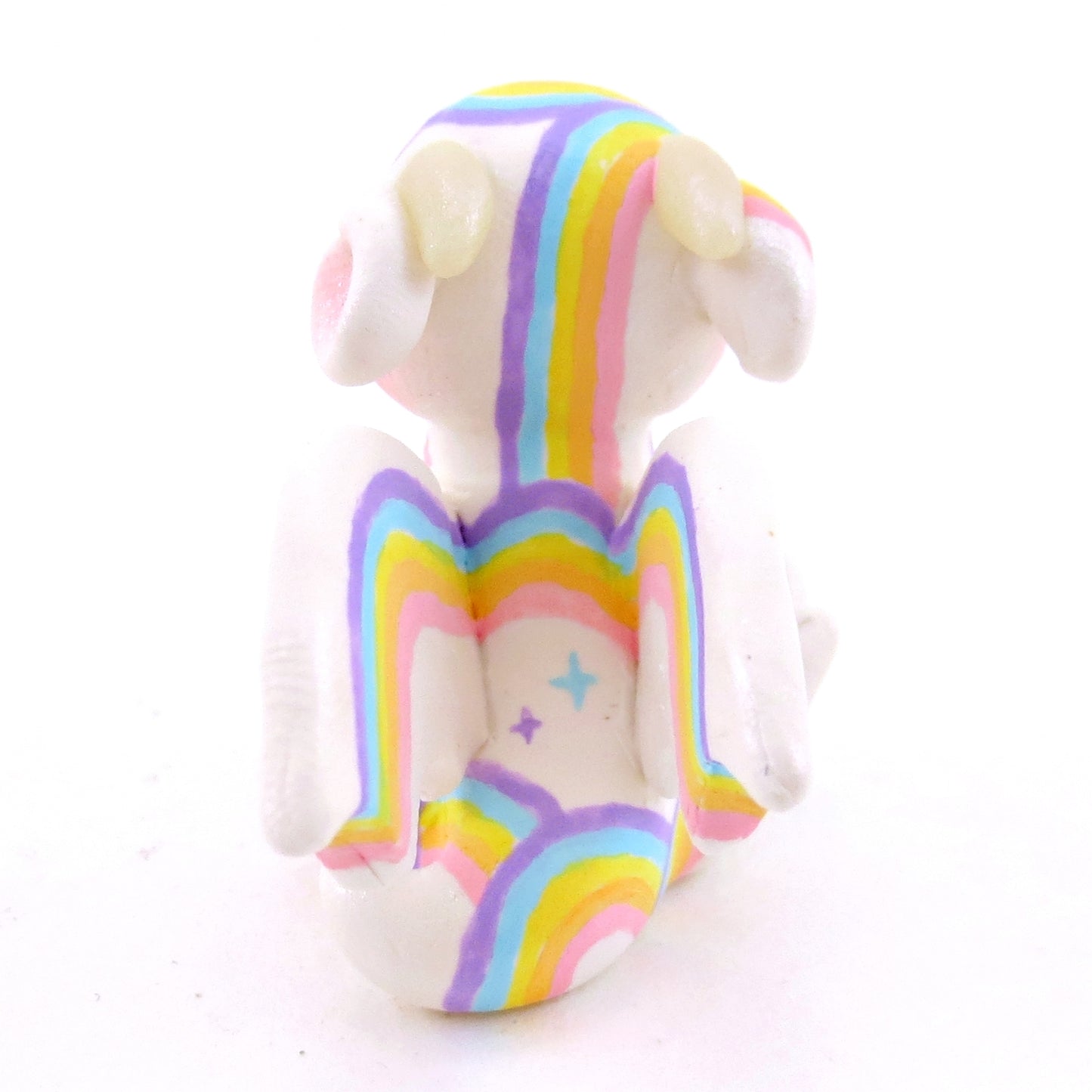 Rainbow Painted Baby Dragon Figurine - Polymer Clay Magical Creatures