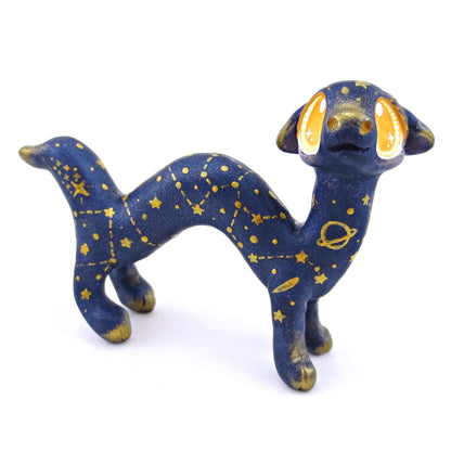 Dark Blue and Golden Constellation Noodle Dragon Figurine - Polymer Clay Magical Creatures