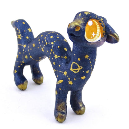 Dark Blue and Golden Constellation Noodle Dragon Figurine - Polymer Clay Magical Creatures