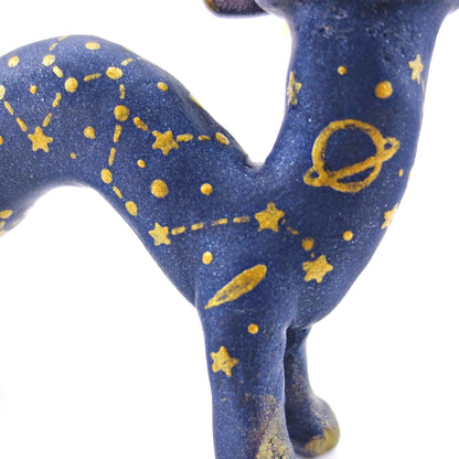 Dark Blue and Golden Constellation Noodle Dragon Figurine - Polymer Clay Magical Creatures