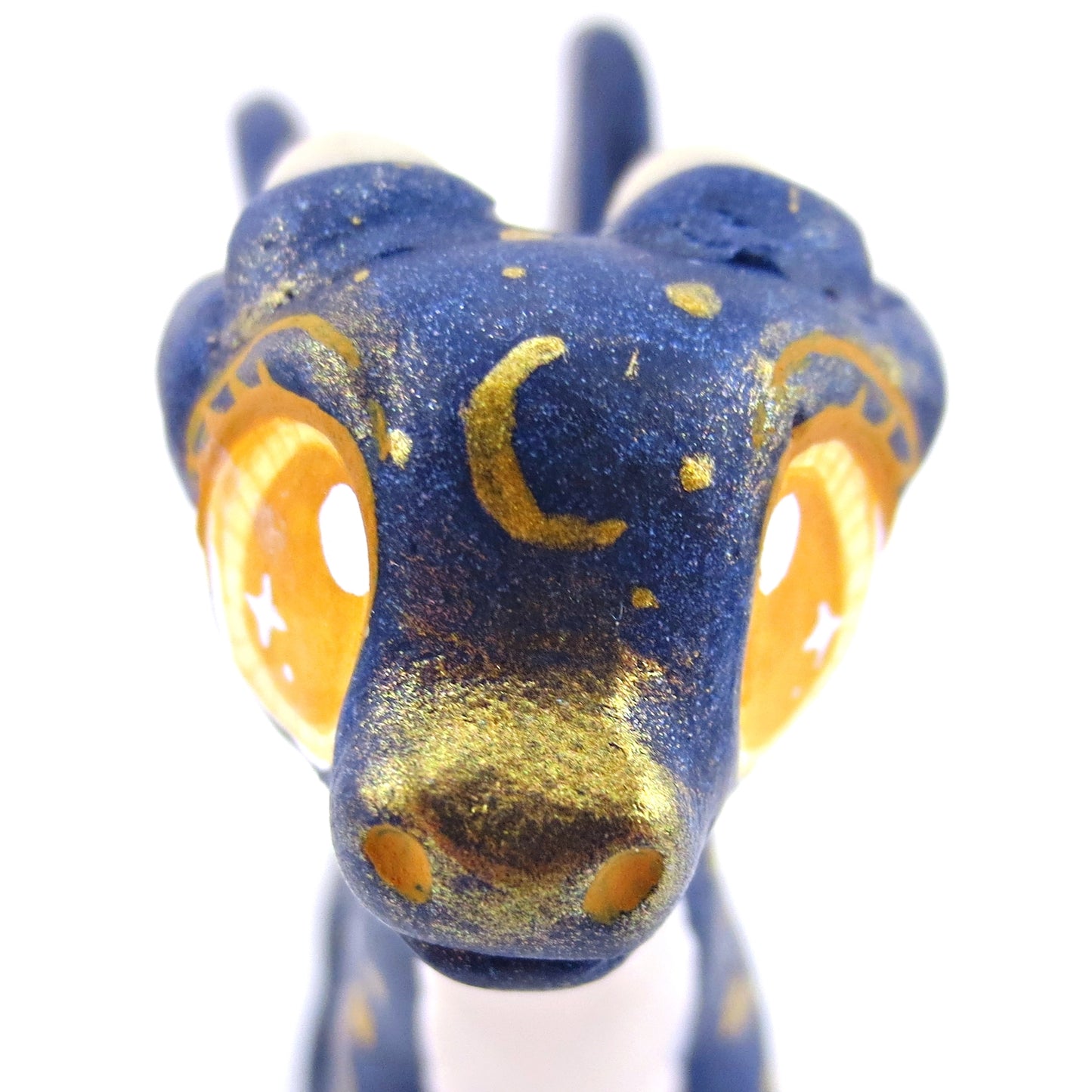 Dark Blue and Golden Constellation Dragon Figurine - Polymer Clay Magical Creatures