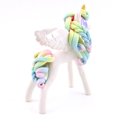 Rainbow Winged Unicorn Pegasus Figurine - Polymer Clay Magical Creatures