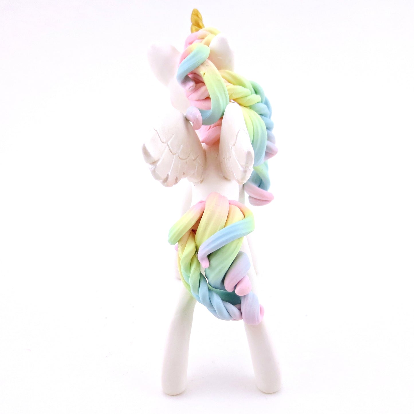 Rainbow Winged Unicorn Pegasus Figurine - Polymer Clay Magical Creatures