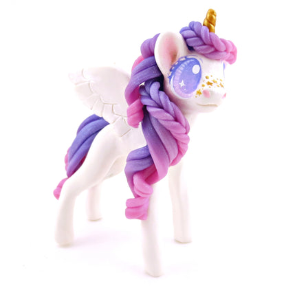 Purple Ombre Mane/Tail Winged Unicorn Pegasus Figurine - Polymer Clay Magical Creatures