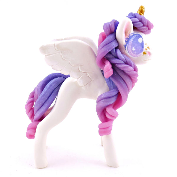 Purple Ombre Mane/Tail Winged Unicorn Pegasus Figurine - Polymer Clay Magical Creatures