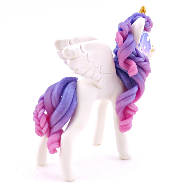 Purple Ombre Mane/Tail Winged Unicorn Pegasus Figurine - Polymer Clay Magical Creatures