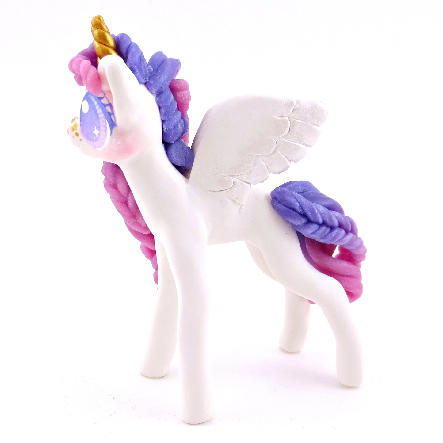 Purple Ombre Mane/Tail Winged Unicorn Pegasus Figurine - Polymer Clay Magical Creatures