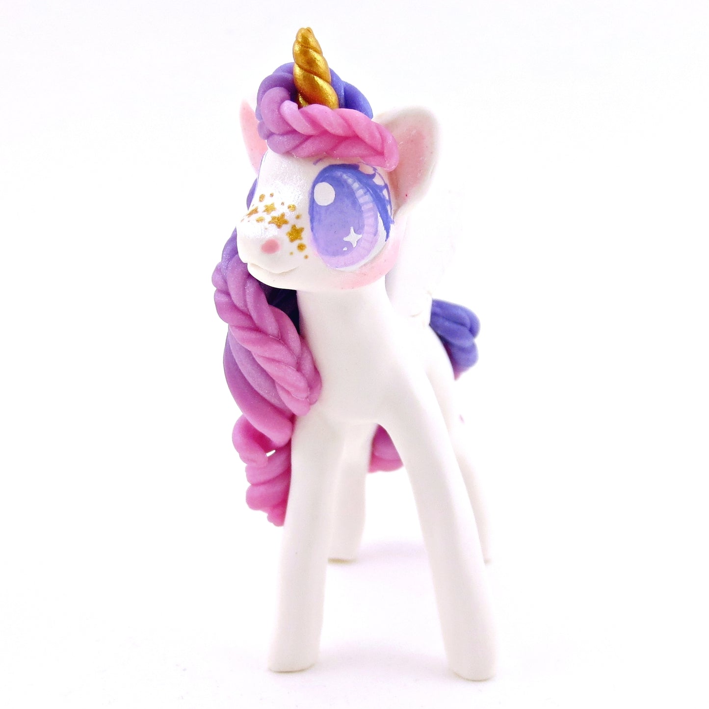 Purple Ombre Mane/Tail Winged Unicorn Pegasus Figurine - Polymer Clay Magical Creatures