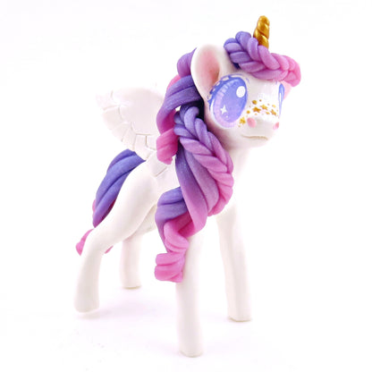 Purple Ombre Mane/Tail Winged Unicorn Pegasus Figurine - Polymer Clay Magical Creatures