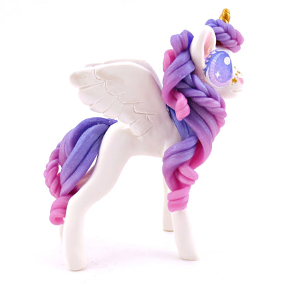 Purple Ombre Mane/Tail Winged Unicorn Pegasus Figurine - Polymer Clay Magical Creatures