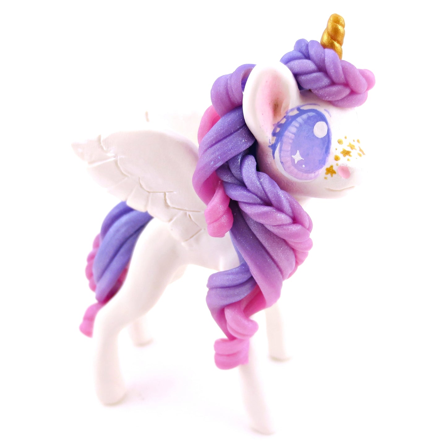 Purple Ombre Mane/Tail Winged Unicorn Pegasus Figurine - Polymer Clay Magical Creatures