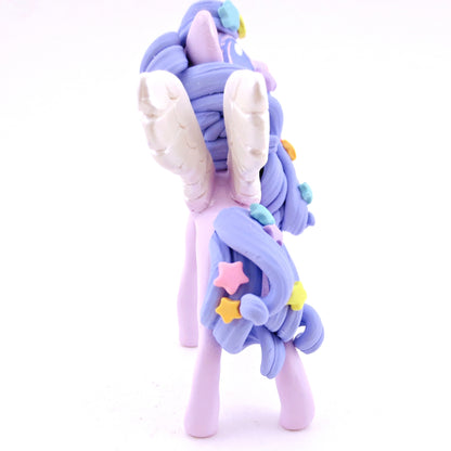 Purple and Rainbow Star Winged Unicorn Pegasus Figurine - Polymer Clay Magical Creatures