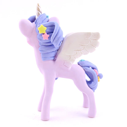 Purple and Rainbow Star Winged Unicorn Pegasus Figurine - Polymer Clay Magical Creatures