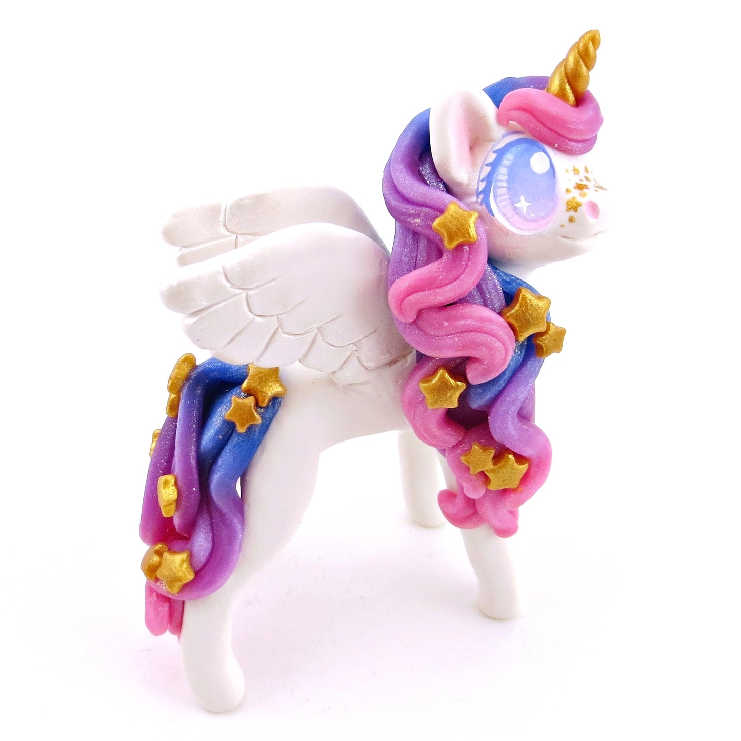 Galaxy Mane/Tail Winged Unicorn Pegasus Figurine - Polymer Clay Magical Creatures