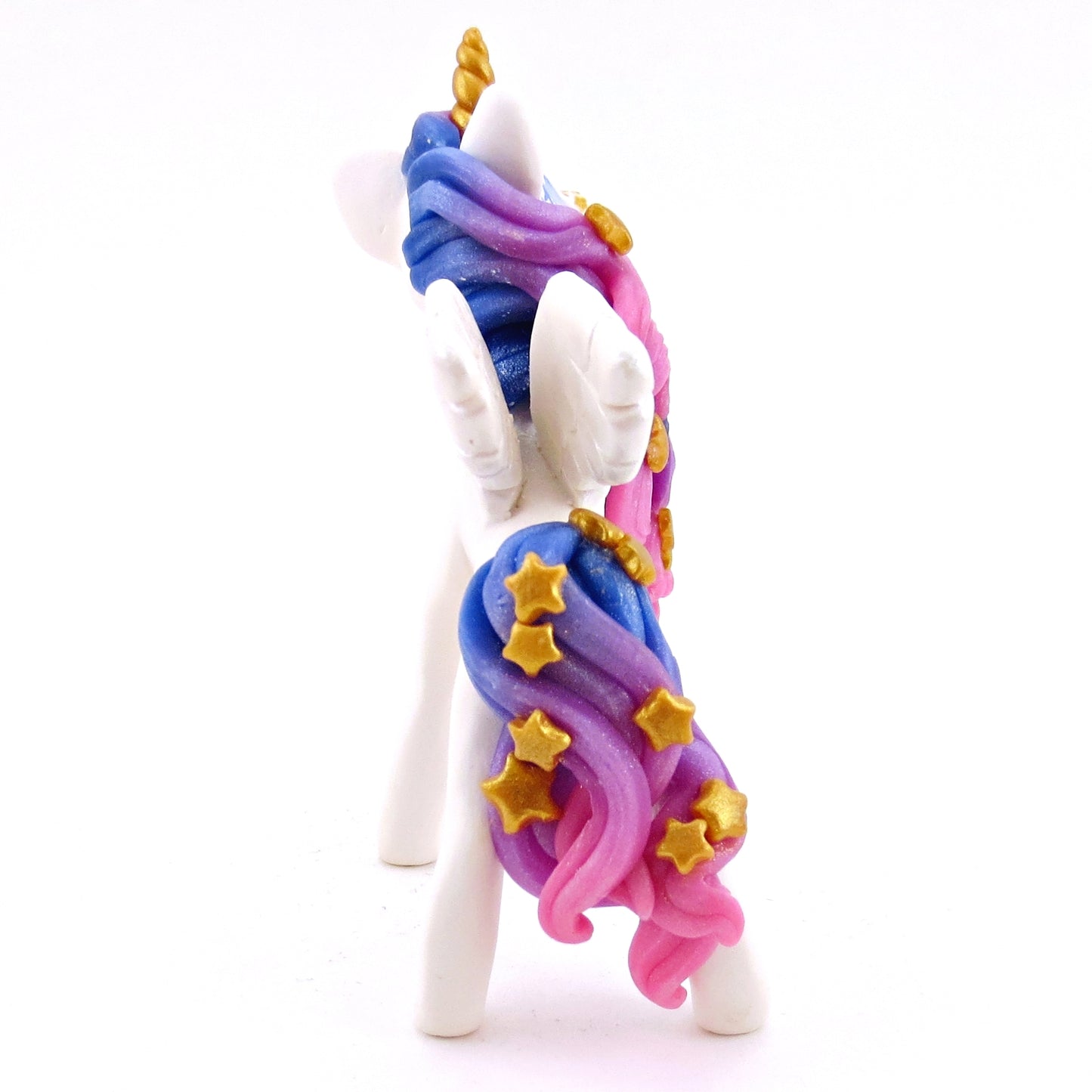 Galaxy Mane/Tail Winged Unicorn Pegasus Figurine - Polymer Clay Magical Creatures