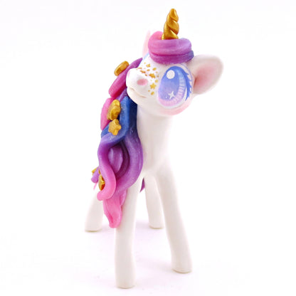 Galaxy Mane/Tail Winged Unicorn Pegasus Figurine - Polymer Clay Magical Creatures