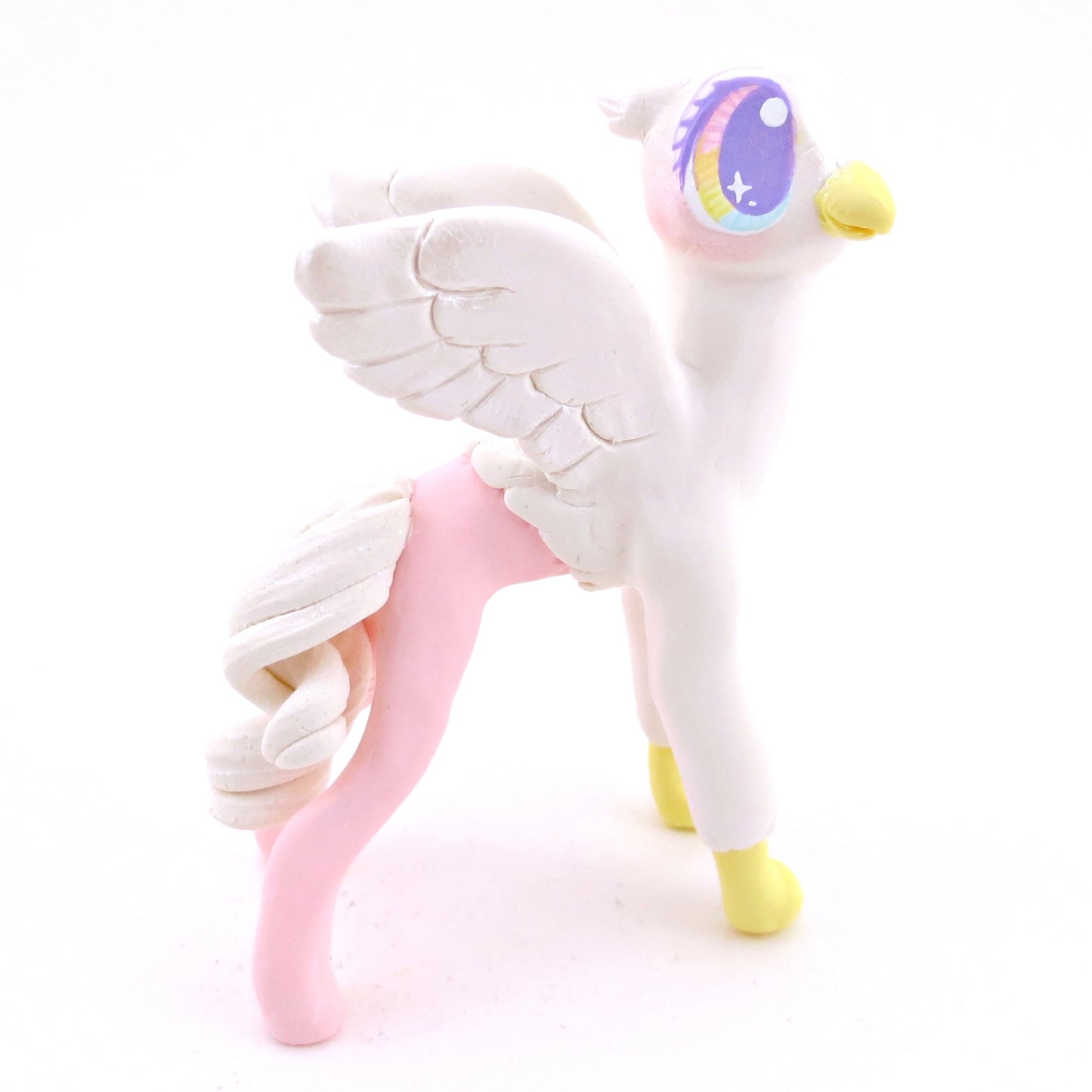 Pink and White Hippogriff Figurine - Polymer Clay Magical Creatures