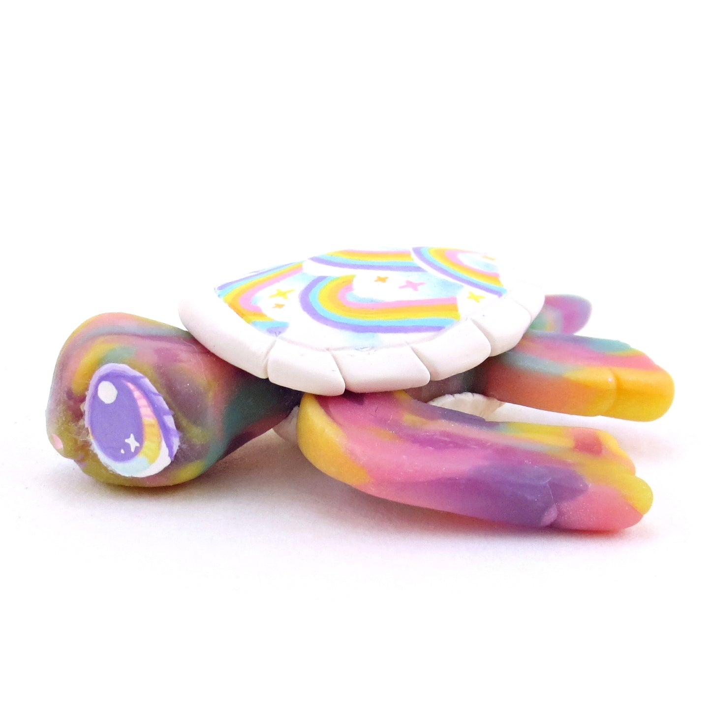 Rainbow and Cloud Shell Turtle Figurine - Version 1 - Polymer Clay Magical Creatures