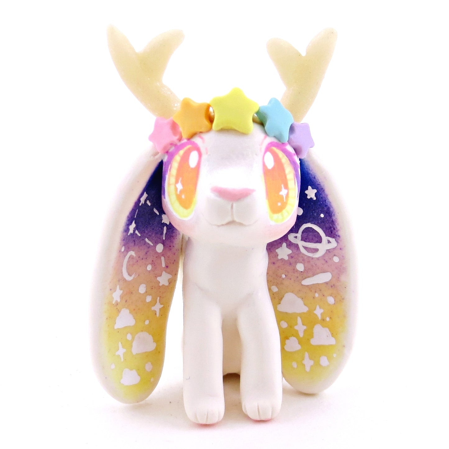 Galaxy Ears Jackalope Wolpertinger Figurine - Version 1 - Polymer Clay Magical Creatures