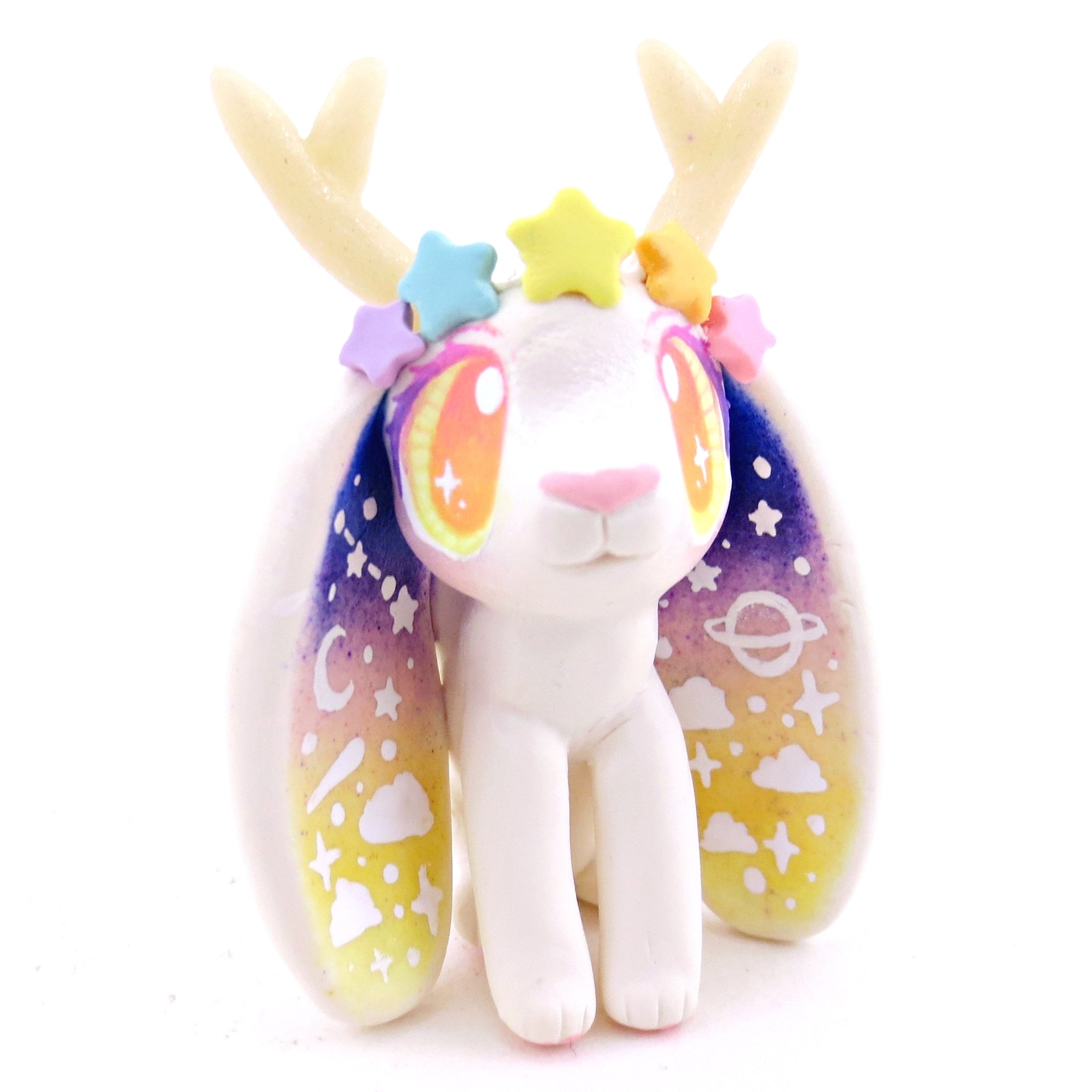 Galaxy Ears Jackalope Wolpertinger Figurine - Version 2 - Polymer Clay Magical Creatures