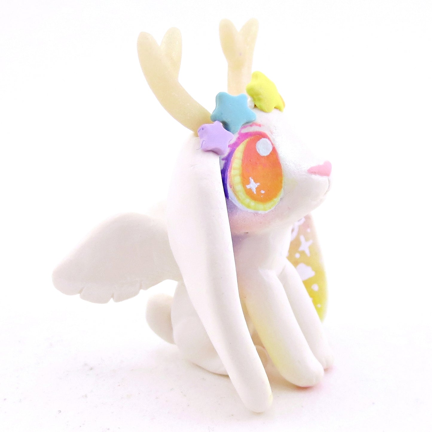 Galaxy Ears Jackalope Wolpertinger Figurine - Version 2 - Polymer Clay Magical Creatures