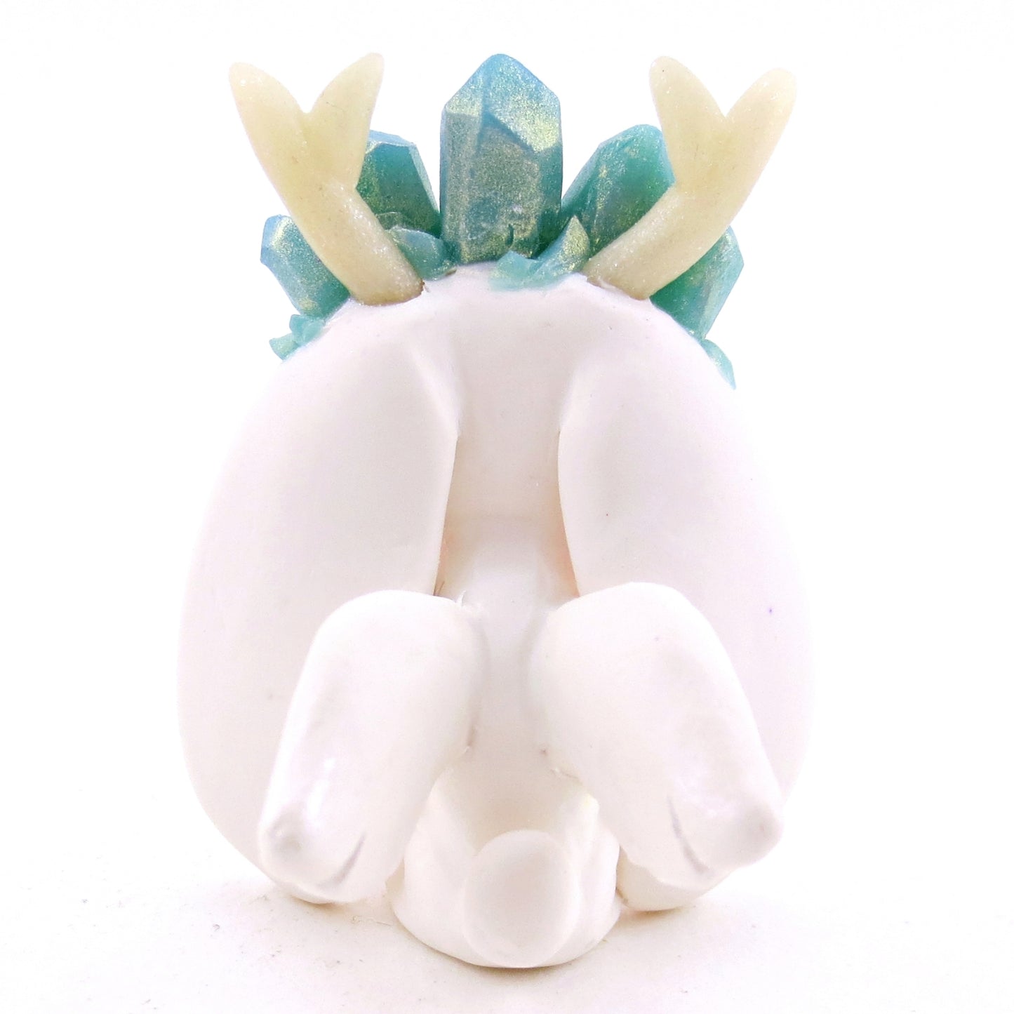 Light Blue Crystal Crown Jackalope Wolpertinger Figurine - Polymer Clay Magical Creatures