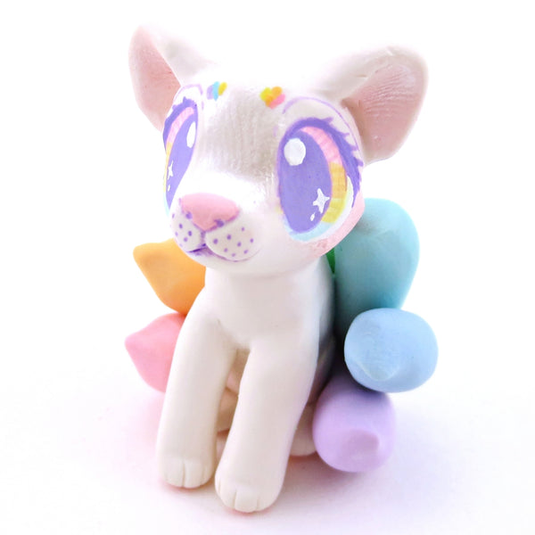 Rainbow Tails Kitsune Figurine - Polymer Clay Magical Creatures