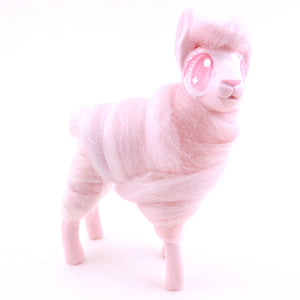 Pink Cotton Candy Llama Figurine - Polymer Clay Magical Creatures