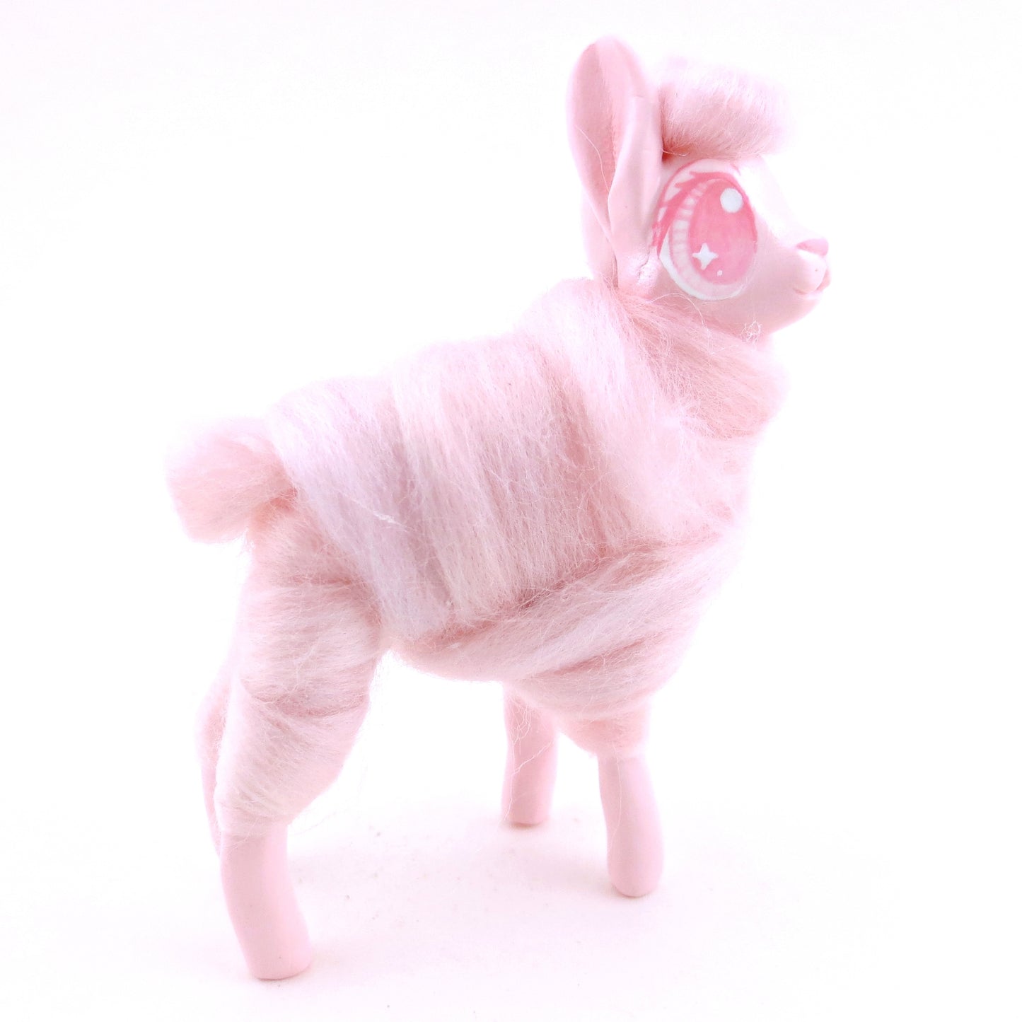 Pink Cotton Candy Llama Figurine - Polymer Clay Magical Creatures