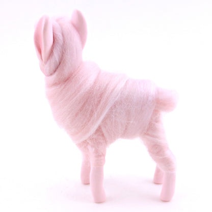 Pink Cotton Candy Llama Figurine - Polymer Clay Magical Creatures