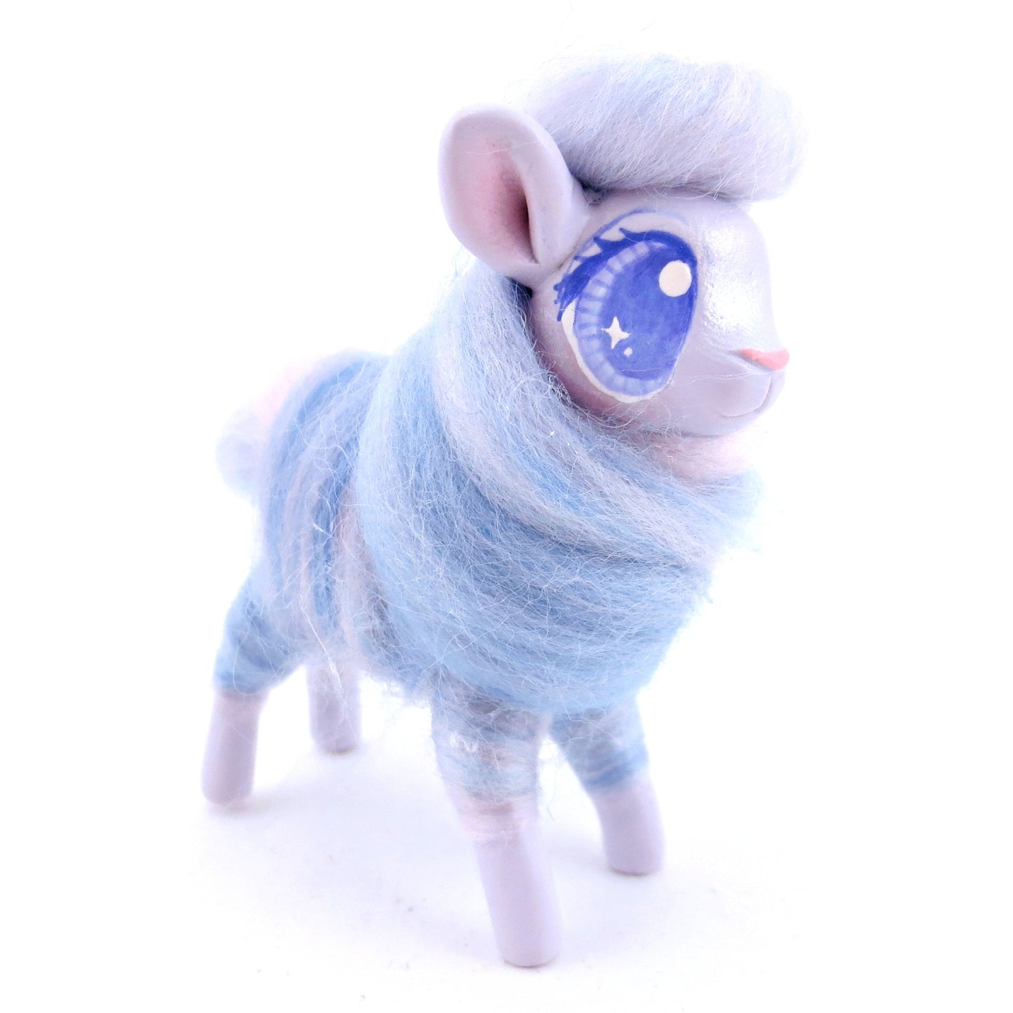 Lavender Swirl Cotton Candy Lamb Figurine - Polymer Clay Magical Creatures