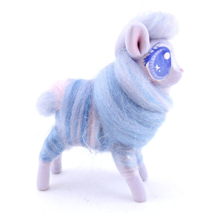 Lavender Swirl Cotton Candy Lamb Figurine - Polymer Clay Magical Creatures