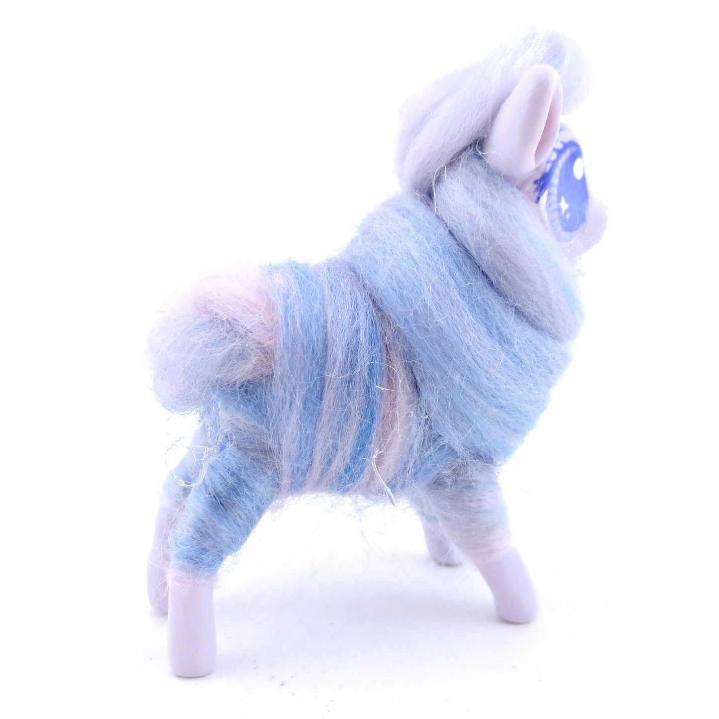 Lavender Swirl Cotton Candy Lamb Figurine - Polymer Clay Magical Creatures