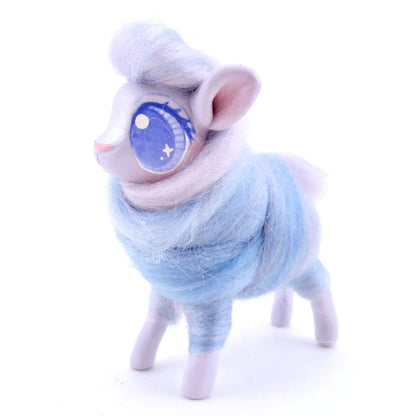 Lavender Swirl Cotton Candy Lamb Figurine - Polymer Clay Magical Creatures