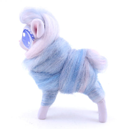 Lavender Swirl Cotton Candy Lamb Figurine - Polymer Clay Magical Creatures