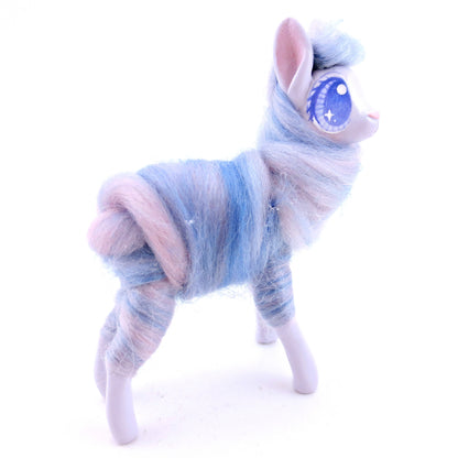 Lavender Swirl Cotton Candy Llama Figurine - Polymer Clay Magical Creatures