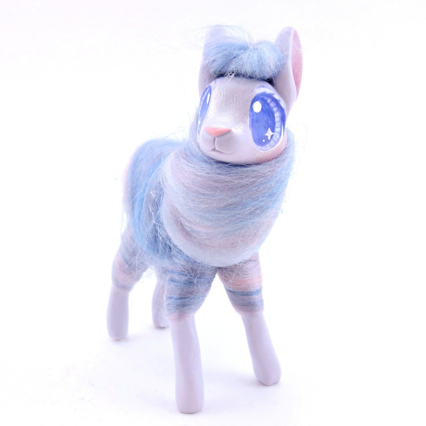 Lavender Swirl Cotton Candy Llama Figurine - Polymer Clay Magical Creatures