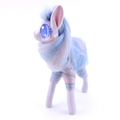 Lavender Swirl Cotton Candy Llama Figurine - Polymer Clay Magical Creatures