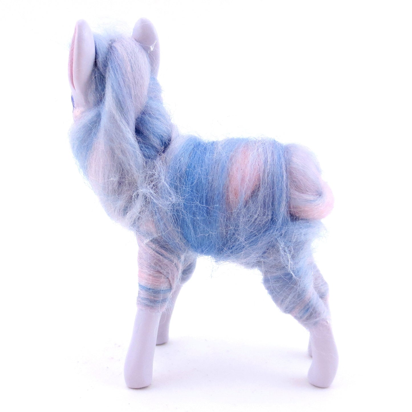 Lavender Swirl Cotton Candy Llama Figurine - Polymer Clay Magical Creatures